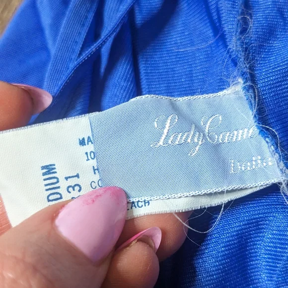 Lady Camo high slit vintage negligee lingerie slip dress EUC royal blue Medium - Picture 3 of 6
